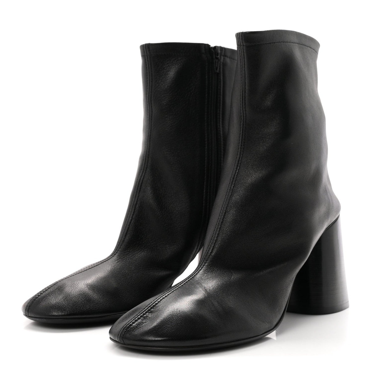 Balenciaga Shiny Soft Sheepskin Glove 8cm Women's Ankle Boots Black