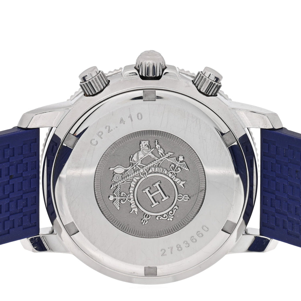Hermes Stainless Steel Rubber 36mm Clipper Watch Blue