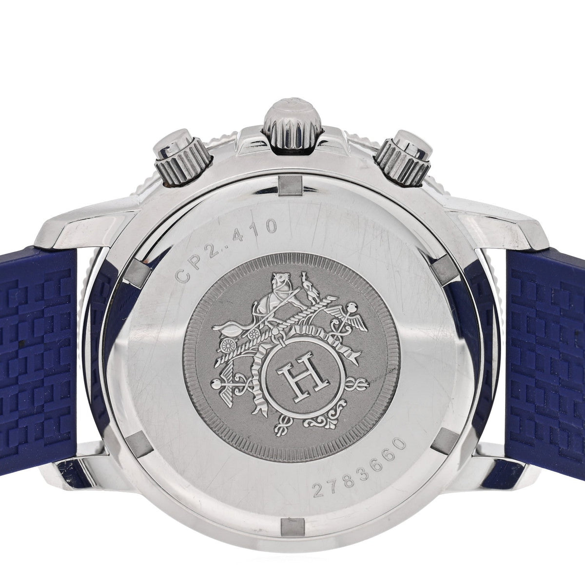 Hermes Stainless Steel Rubber 36mm Clipper Watch Blue