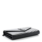 Saint Laurent Grain De Poudre Chevron Chain Wallet Black