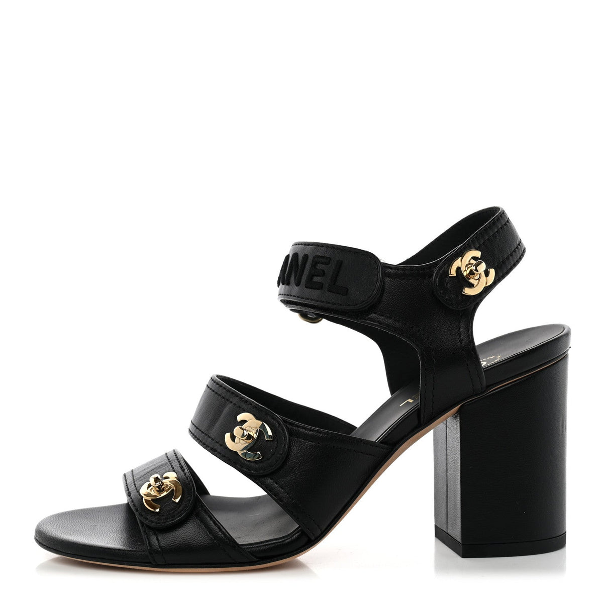 Lambskin CC Turnlock Sandals Black