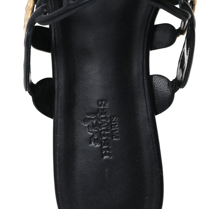 Hermes Nappa Women's Thalassa Sandals 37 Black Doré