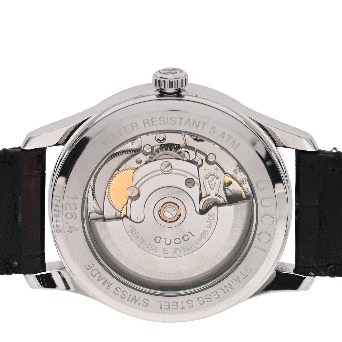 Gucci Stainless Steel Alligator 38mm G-Timeless Charm Watch Black
