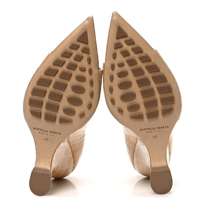 Bottega Veneta Gloss Calfskin Women's Punta Wedge Heel Sandals 41 Praline