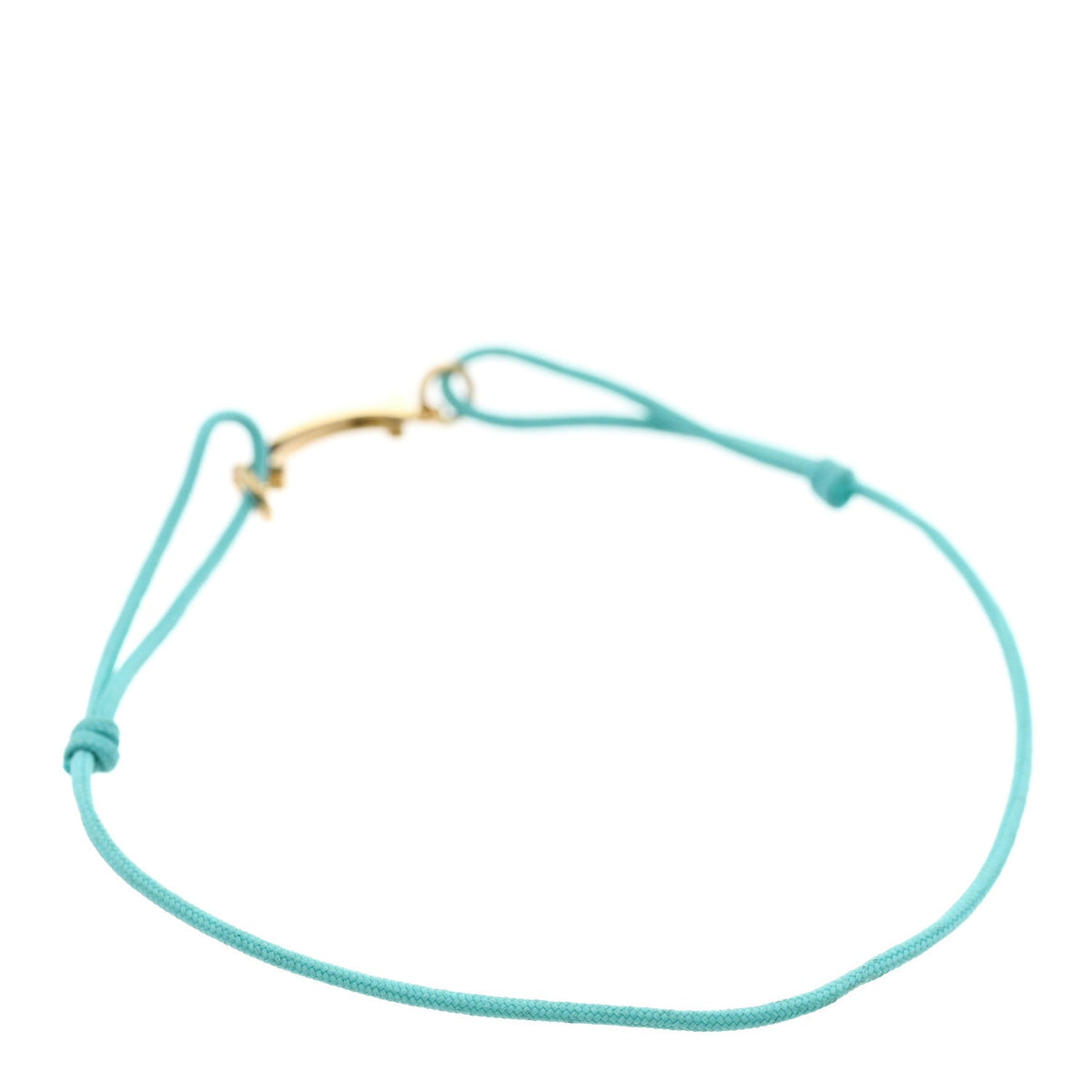 18K Yellow Gold Mini T Smile Cord Bracelet Blue