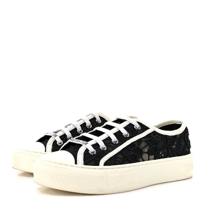 Dior Macramé Embroidered Cotton Women's Walk'N'Dior Sneakers 36 Black and White