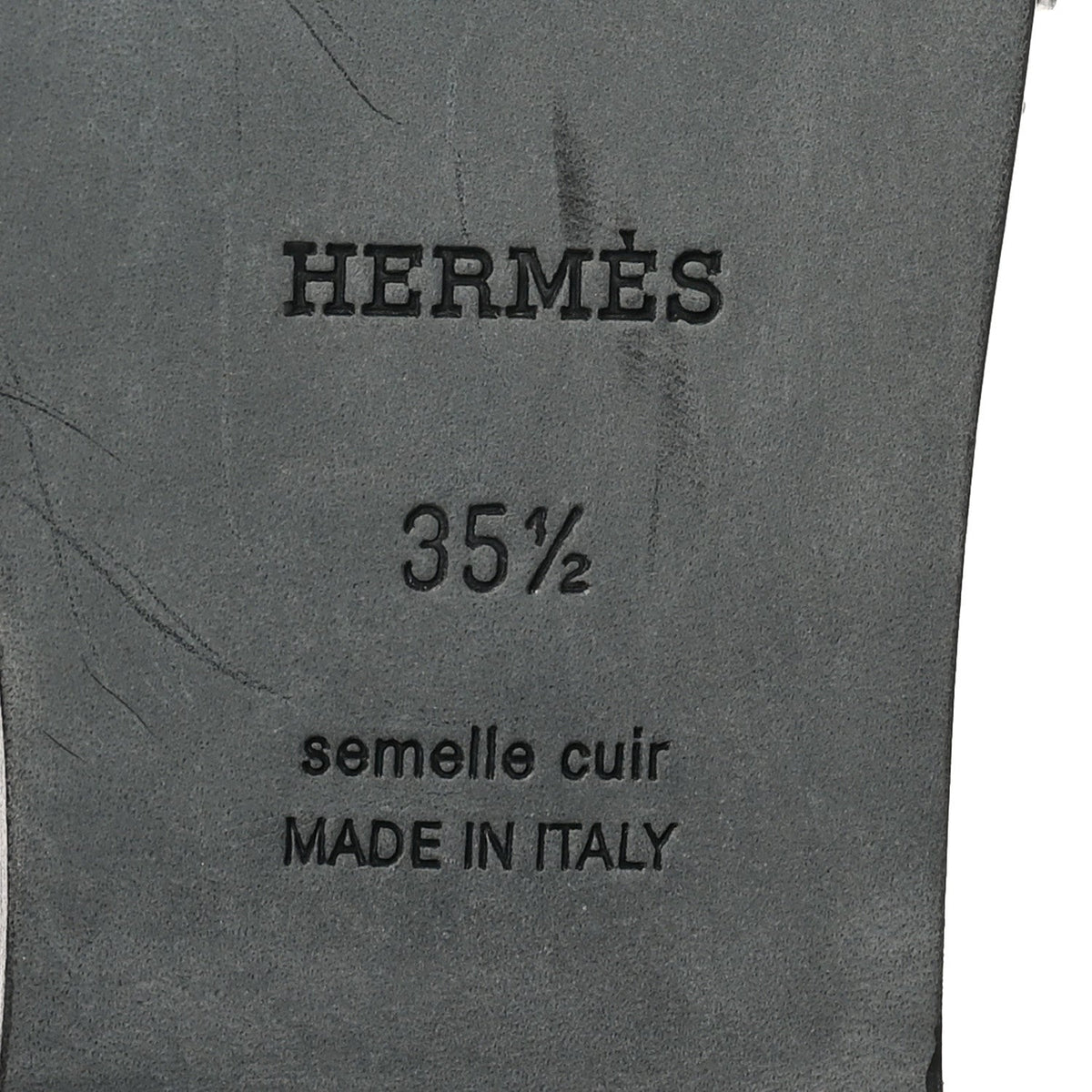 Hermes Velvet Goatskin Crystal Beads Oran Women's Sandals Gris Argente