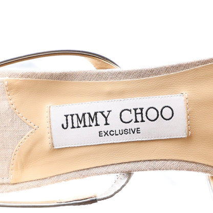 Jimmy Choo Metallic Nappa Linen Plum Women's Sandals 38