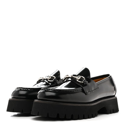 Gucci Cordovan Lux Women's Horsebit 45mm Platform Loafers 39.5 Black