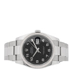 Rolex Stainless Steel 18K White Gold 36mm Datejust Watch Black 116234