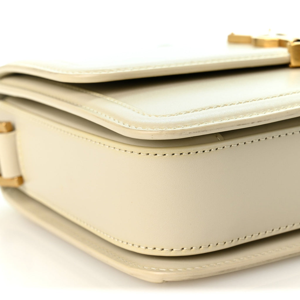 Saint Laurent Box Calfskin Monogram Medium Solferino Satchel Crema Soft