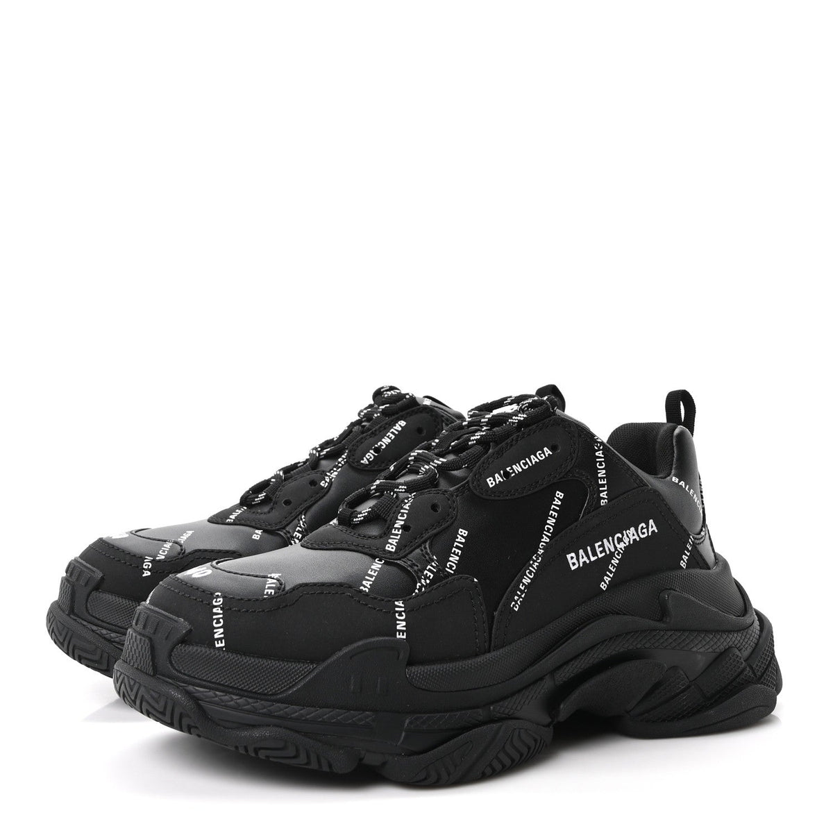 Balenciaga Technical Fabric Men's Triple S Sneakers 40 Black White