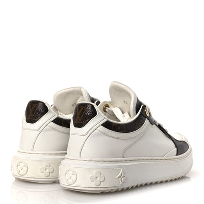 Louis Vuitton Calfskin Women's Embossed Monogram Time Out Sneakers 36 White