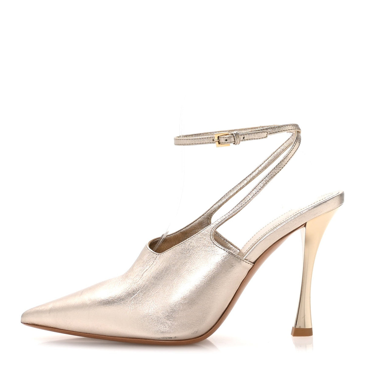 Laminated Sheepskin Show Slingback Pumps Dusty Gold
