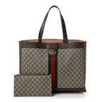 Gucci GG Supreme Monogram Web Ophidia Tote Brown