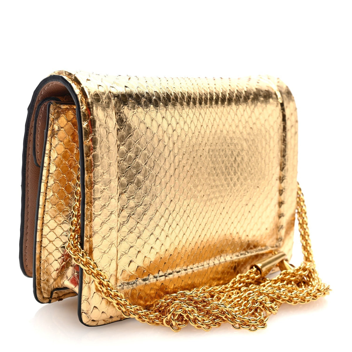 Valentino Garavani Metallic Snakeskin Vlogo Mini Shoulder Bag Gold