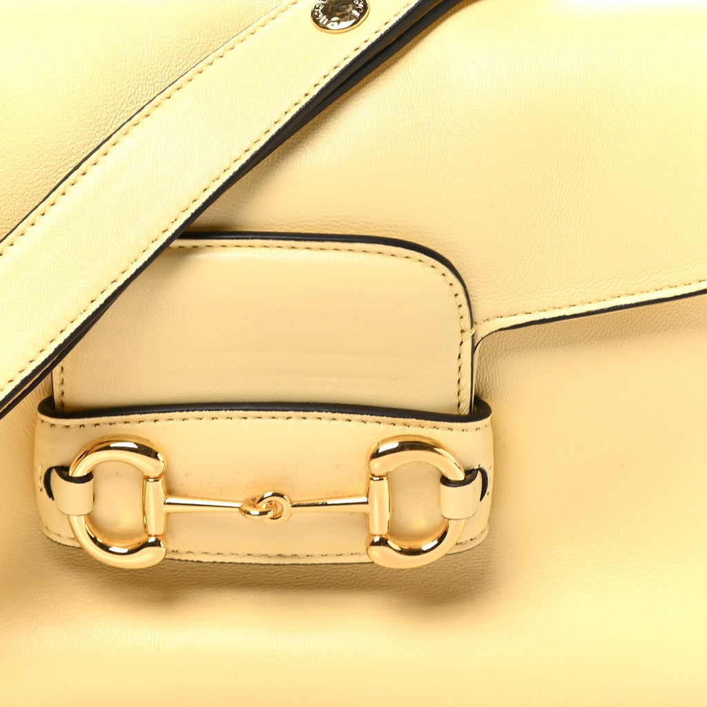Gucci Calfskin Horsebit 1955 Aura Small Shoulder Bag Daylight Yellow