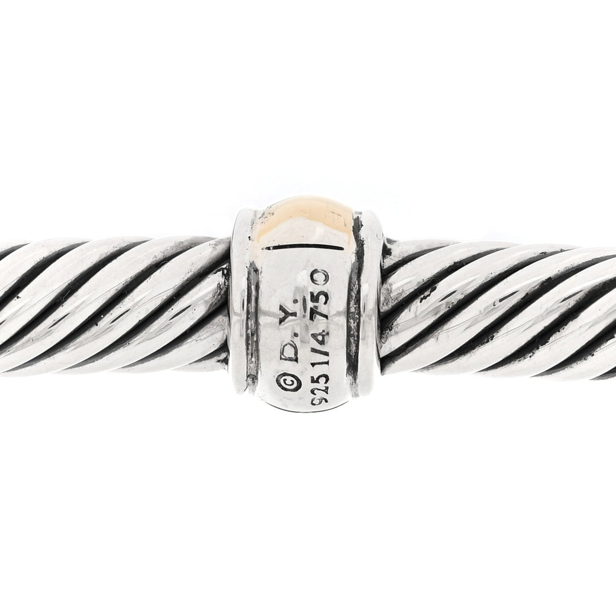 Sterling Silver 18K Yellow Gold 4mm Station Cable Bracelet