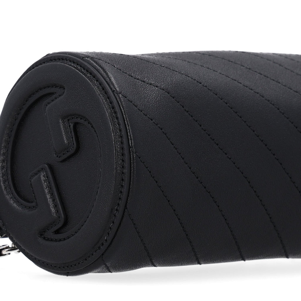 Gucci Calfskin Mini Blondie Barrel Shoulder Bag Black