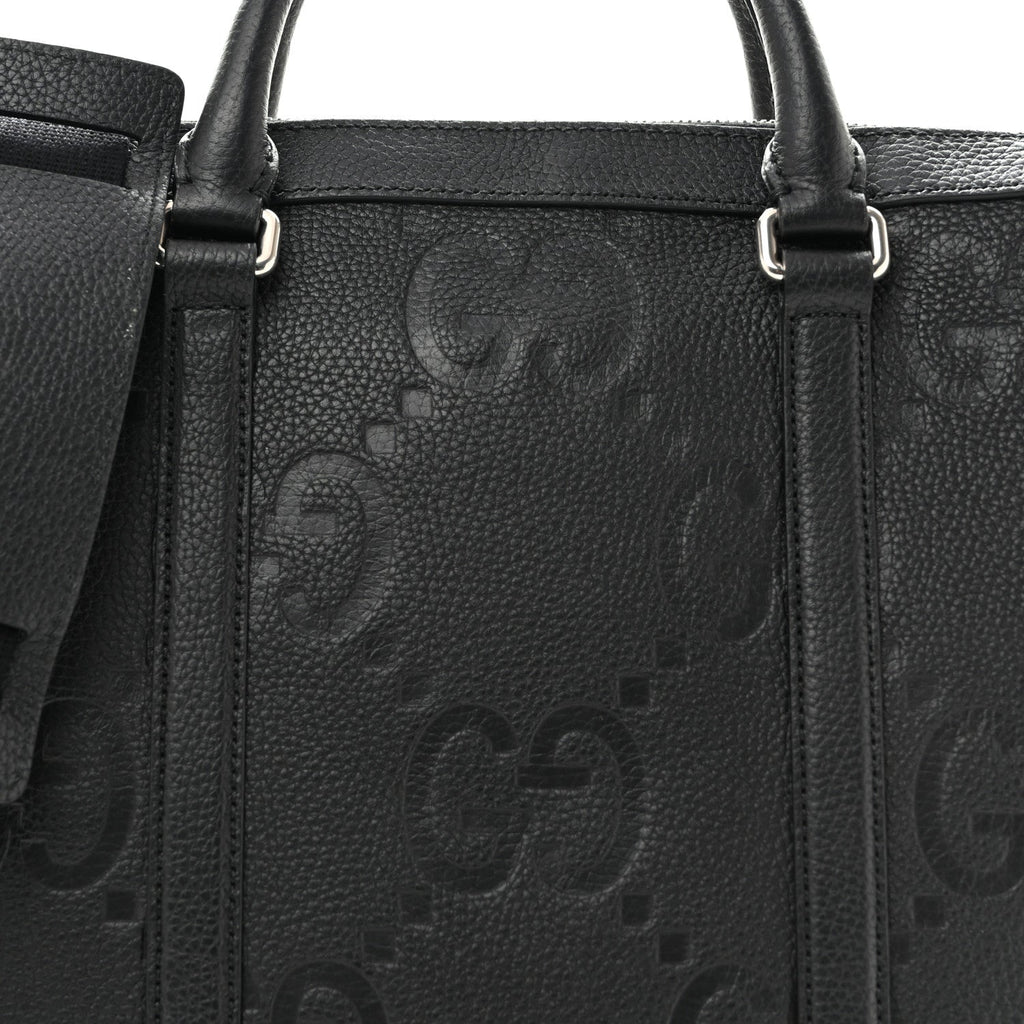 Gucci Piuma Calfskin Jumbo GG Embossed Briefcase Black