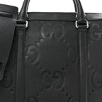 Gucci Piuma Calfskin Jumbo GG Embossed Briefcase Black