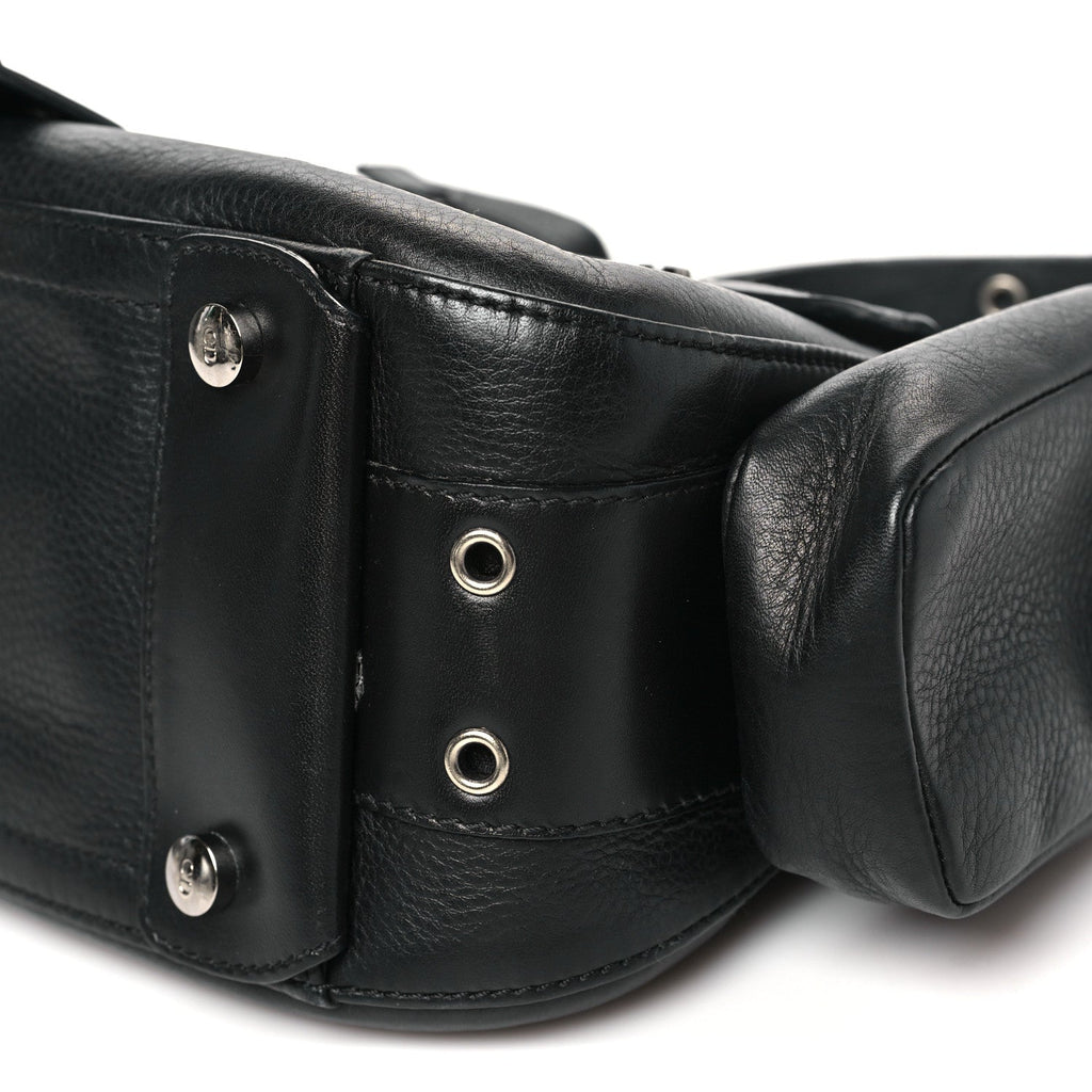 Christian Dior Leather Street Chic Columbus Ave Shoulder Bag Black