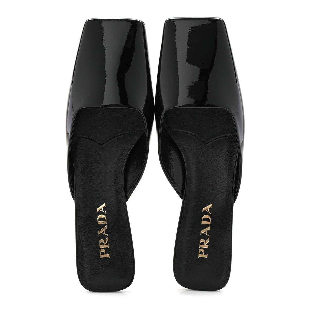 Prada Patent Calfskin Women's Modellerie Mules 38 Black