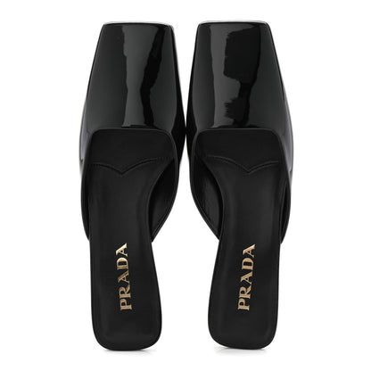 Prada Patent Calfskin Women's Modellerie Mules 38 Black