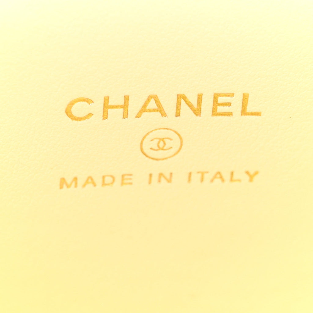 Chanel Caviar Quilted Mini Vanity Case With Chain Light Yellow
