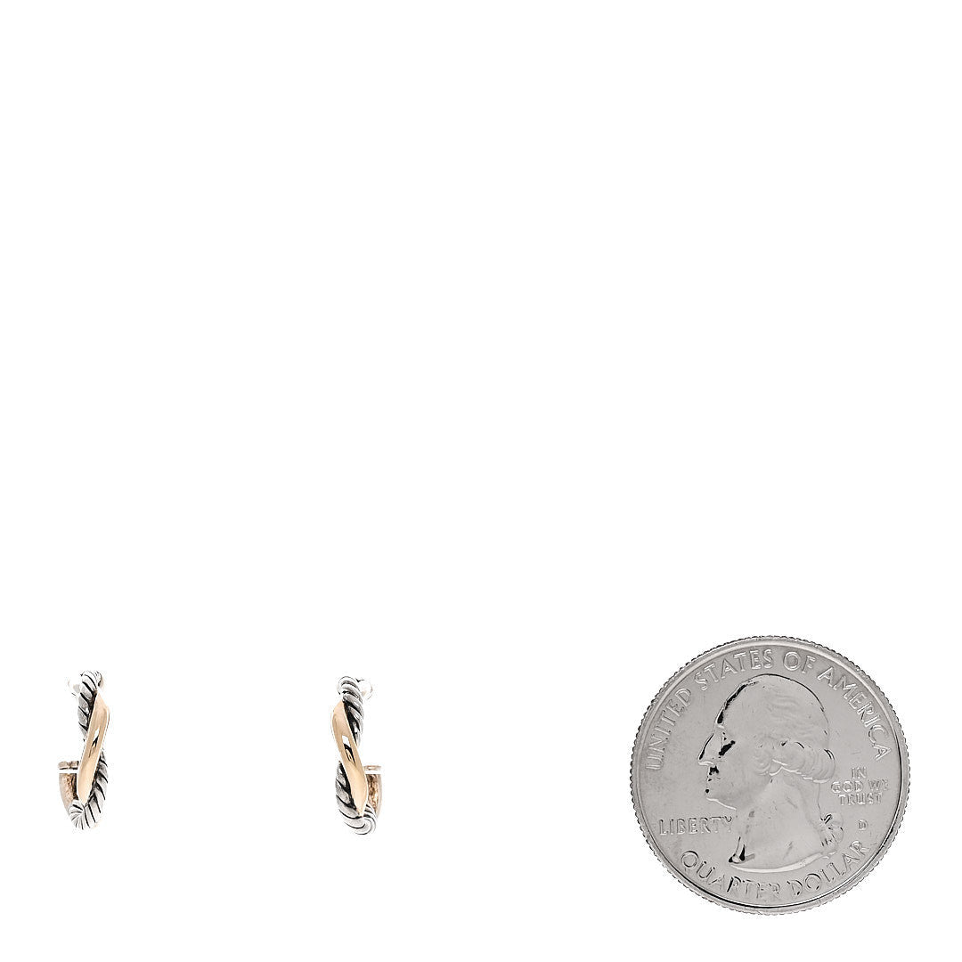 Sterling Silver 14K Yellow Gold 3mm Petite Infinity Huggie Hoop Earrings