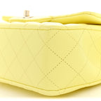 Chanel Lambskin Quilted Mini Chain Top Handle Rectangular Flap Light Yellow