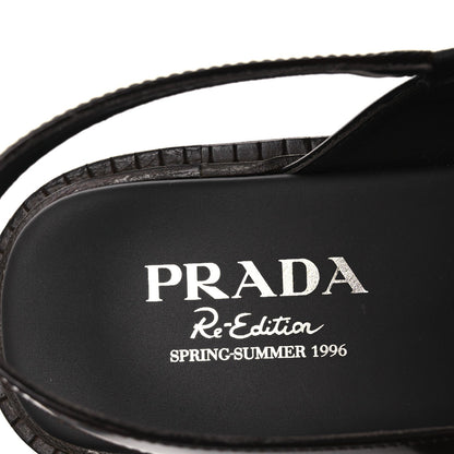 Prada Spazzolato Fume Women's Re-Edition 1996 Buckle Sandals 41 Bruciato