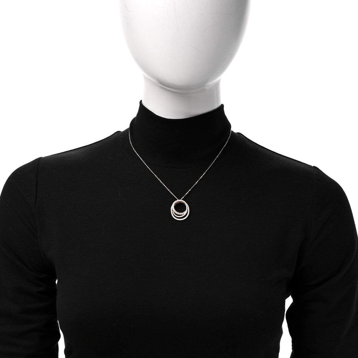 18K Pink Gold Diamond Etincelle De Cartier Triple Row Paved Pendant Necklace