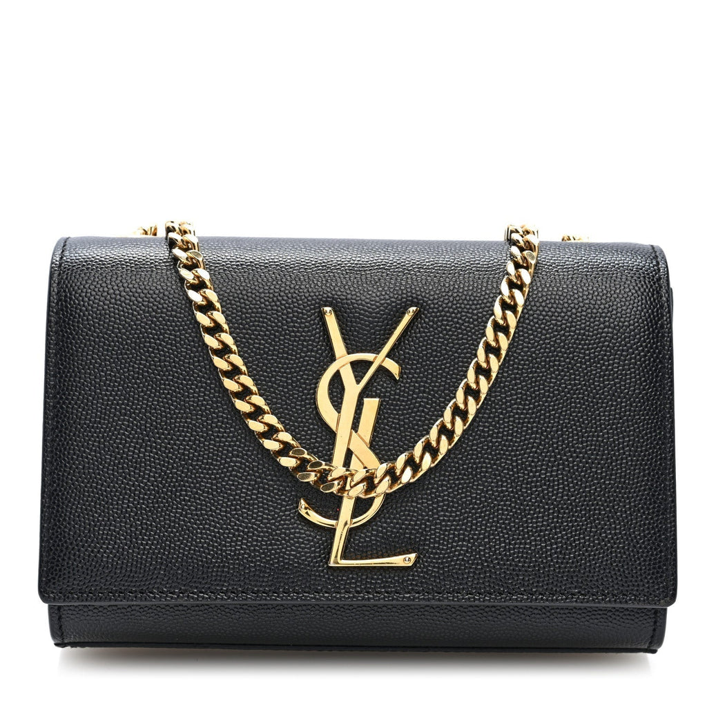 Saint Laurent Grain De Poudre Small Monogram Kate Satchel Black