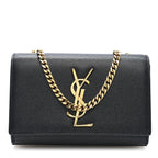 Saint Laurent Grain De Poudre Small Monogram Kate Satchel Black
