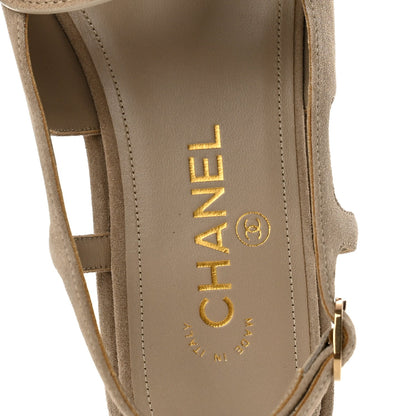 Chanel Suede Calfskin Platform CC Women's Sandals