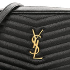 Saint Laurent Grain De Poudre Matelasse Monogram Mini Lou Camera Bag Black