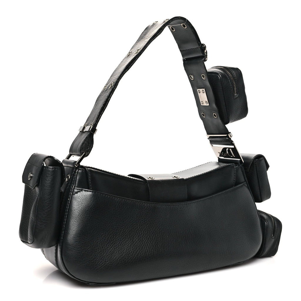Christian Dior Leather Street Chic Columbus Ave Shoulder Bag Black