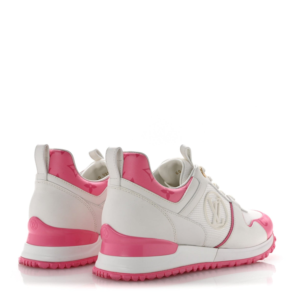 Louis Vuitton Calfskin Women's Monogram Run Away Sneakers 38 White Pink