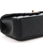 Chanel Lambskin Quilted Mini Top Handle Rectangular Flap Black
