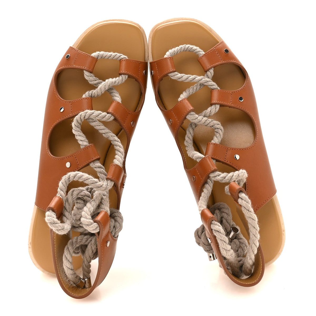 Hermès Calfskin Cork Women's Medusa 30 Sandals 37 Naturel