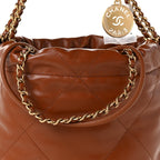 Chanel Shiny Calfskin Quilted Mini Chanel 22 Light Brown
