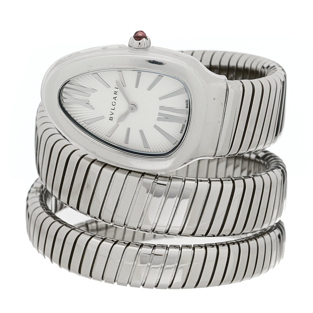 Bulgari Stainless Steel 35mm Serpenti Tubogas Double Spiral Quartz Watch