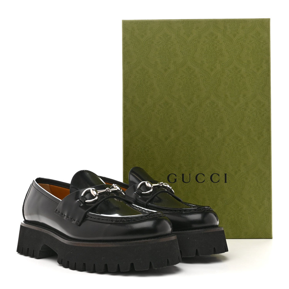 Gucci Cordovan Lux Women's Horsebit 45mm Platform Loafers 39.5 Black