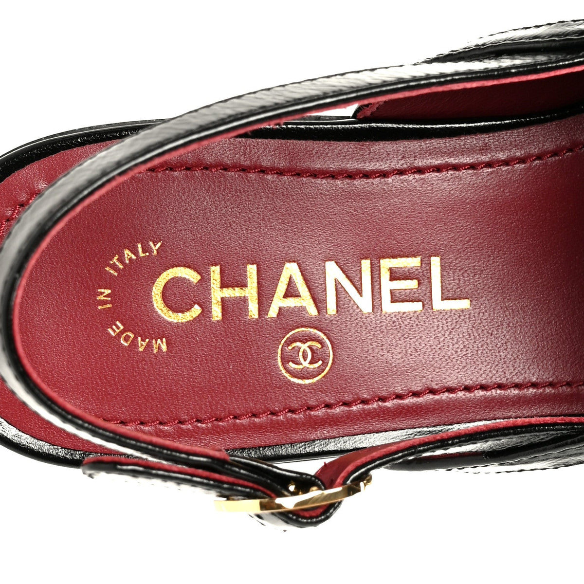 Chanel Crumpled Shiny Lambskin Women's CC Slingback Mocassin 38.5 Black