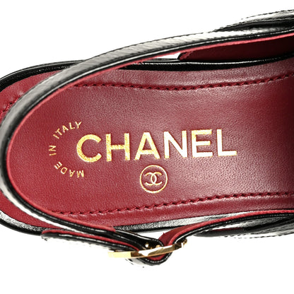 Chanel Crumpled Shiny Lambskin Women's CC Slingback Mocassin 38.5 Black