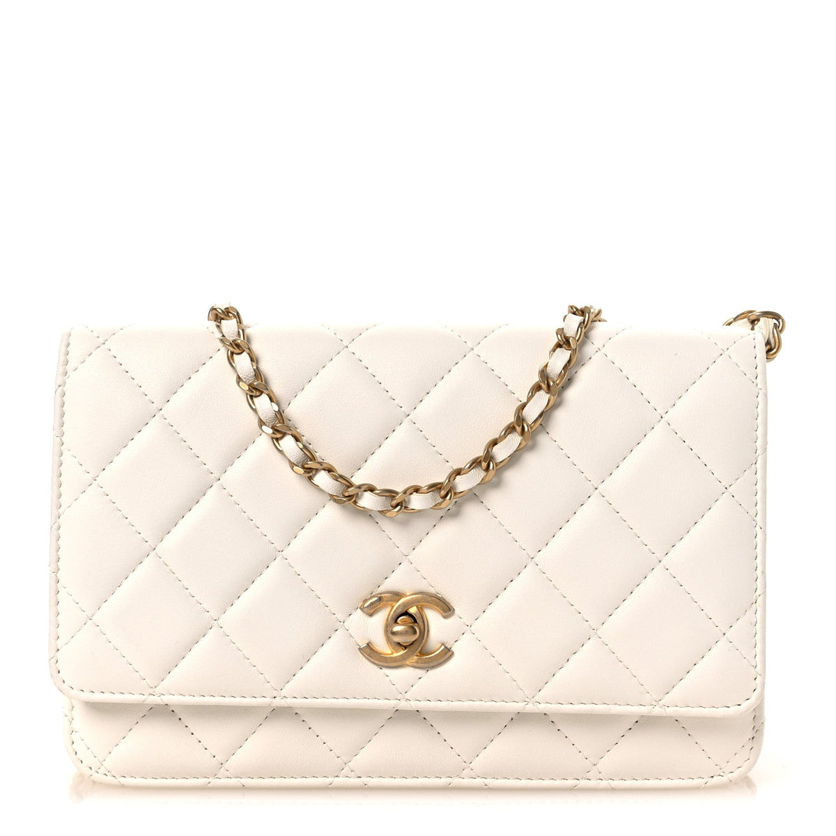 Quilted Lambskin Wallet Bag - White