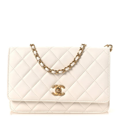 Quilted Lambskin Wallet Bag - White