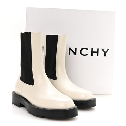Givenchy Calfskin Women's Square Chelsea Boots 37 White Black