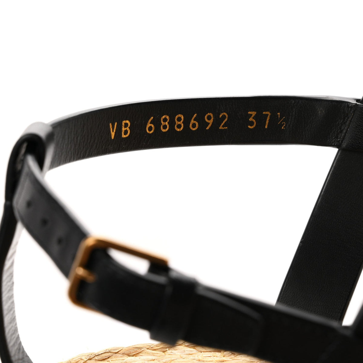 Saint Laurent Calfskin Raffia Cassandra Women's Sandals Black